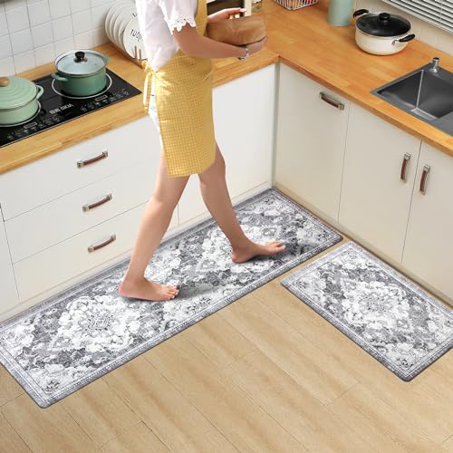 Anti Fatigue Kitchen Mats 2 Piece Set Blue Gray Waterproof Non-Skid Y4906