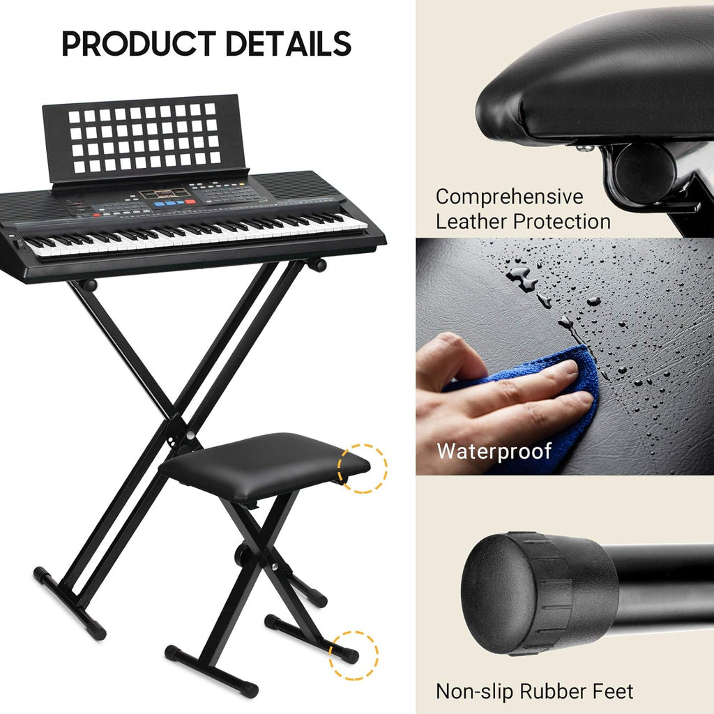 Black Adjustable Height Padded Piano Bench H680872