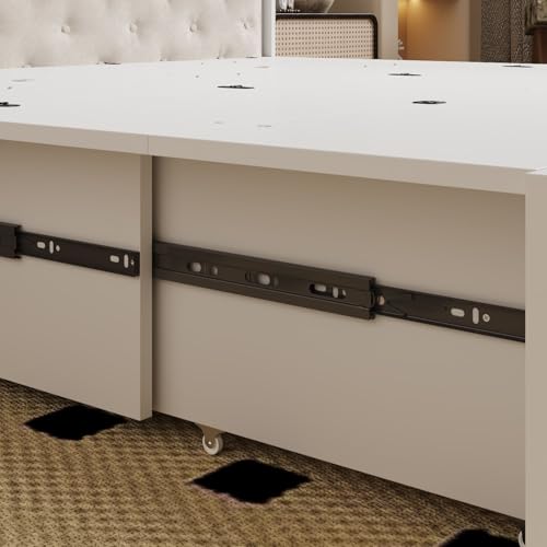 White Full Size Murphy Bed Cabinet Bed with Charging Station and Drawer X451