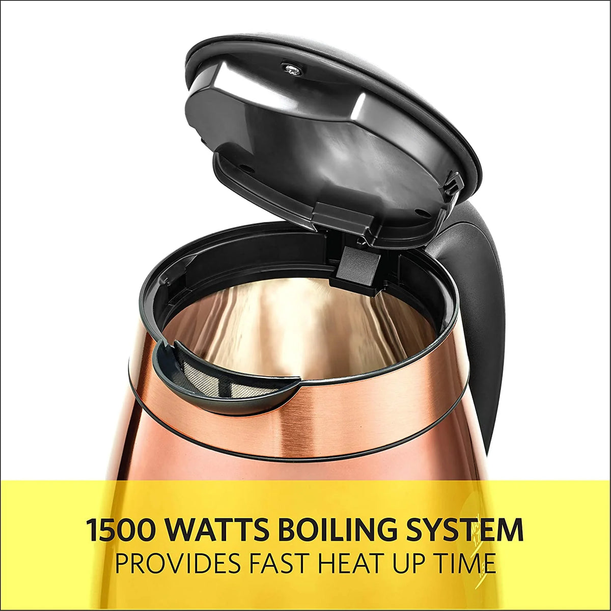 Copper Chrome 1.7 Liter Cordless Electric Glass Kettle V82949