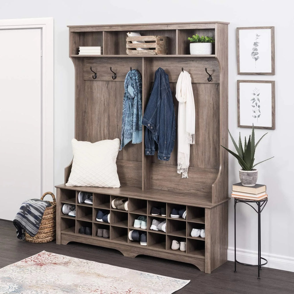 Gray Hall Tree with Bench and Shoe Storage G226541