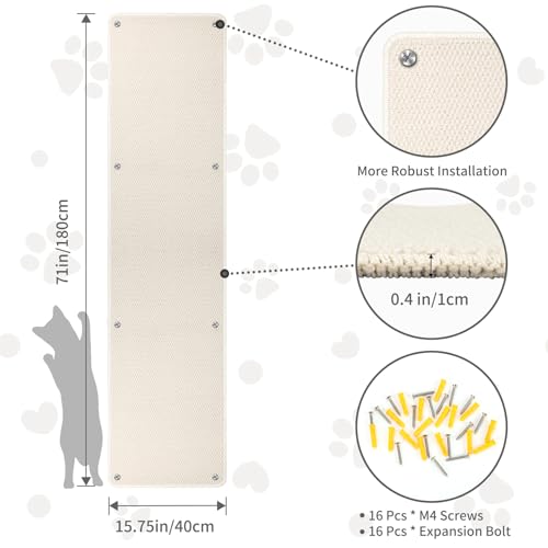 71x15.8 Thickened Cat Wall Climbing Carpet with 16 Fixed Nails C68036