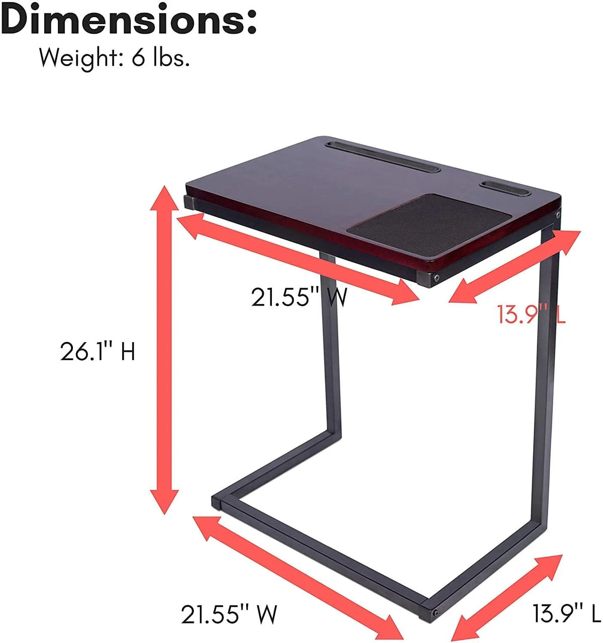 Sofa Table TV Tray with Tablet and Phone Slots N863160