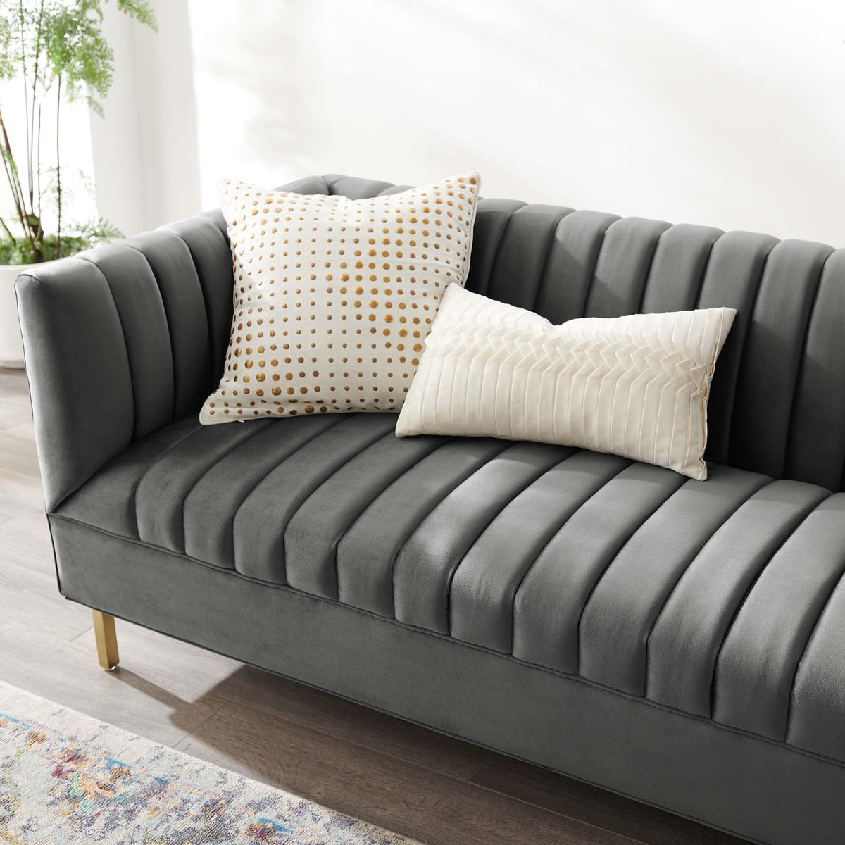 Gray Performance Velvet Sofa H27611