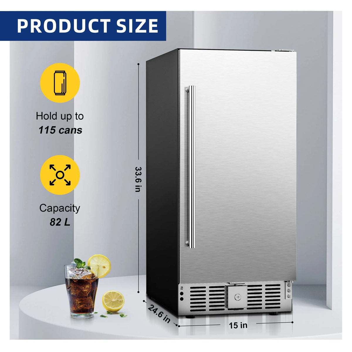15 Beverage Cooler Refrigerator with Glass Door N59476