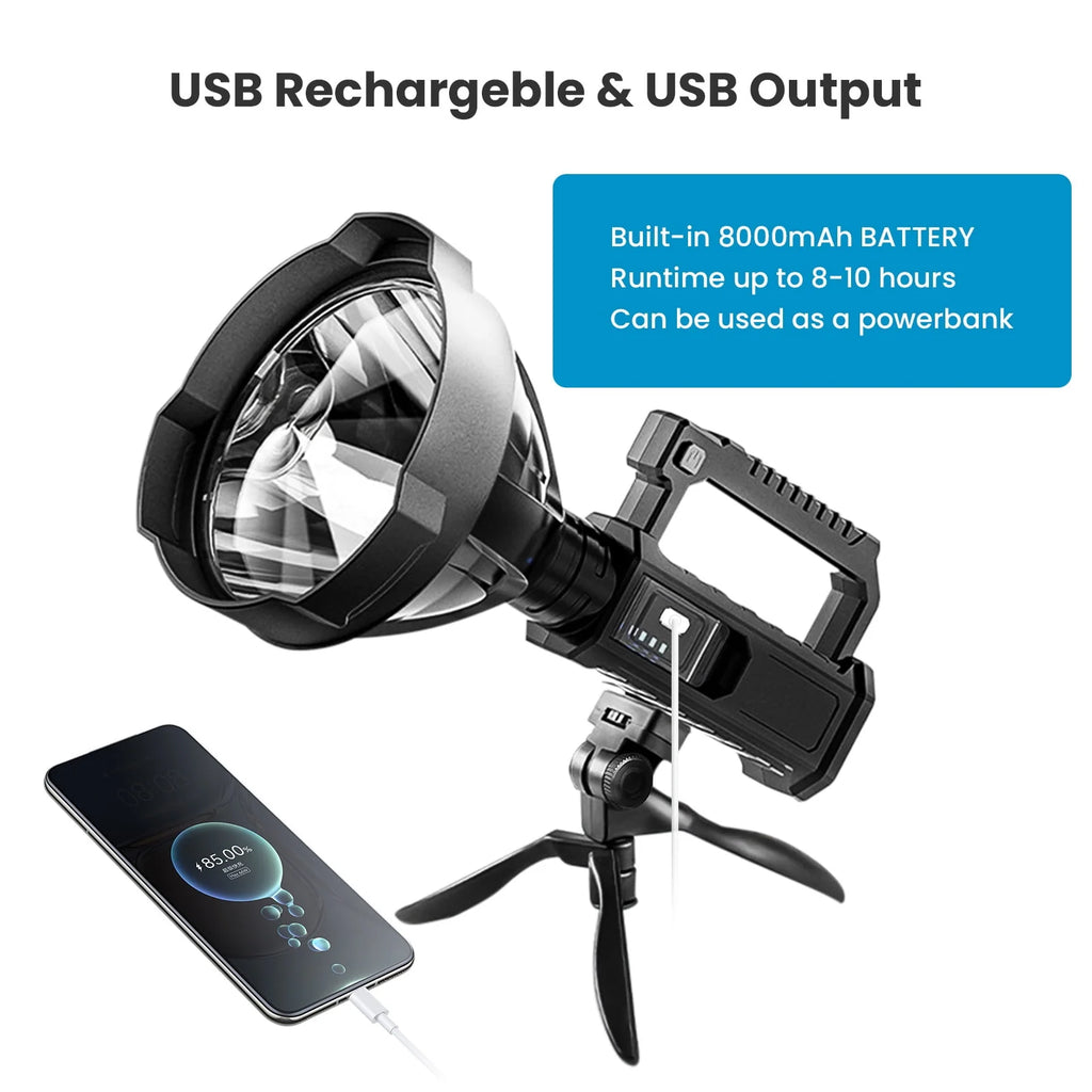 50000 Lumens Super Bright LED USB Rechargeable Waterproof Flashlight X796484