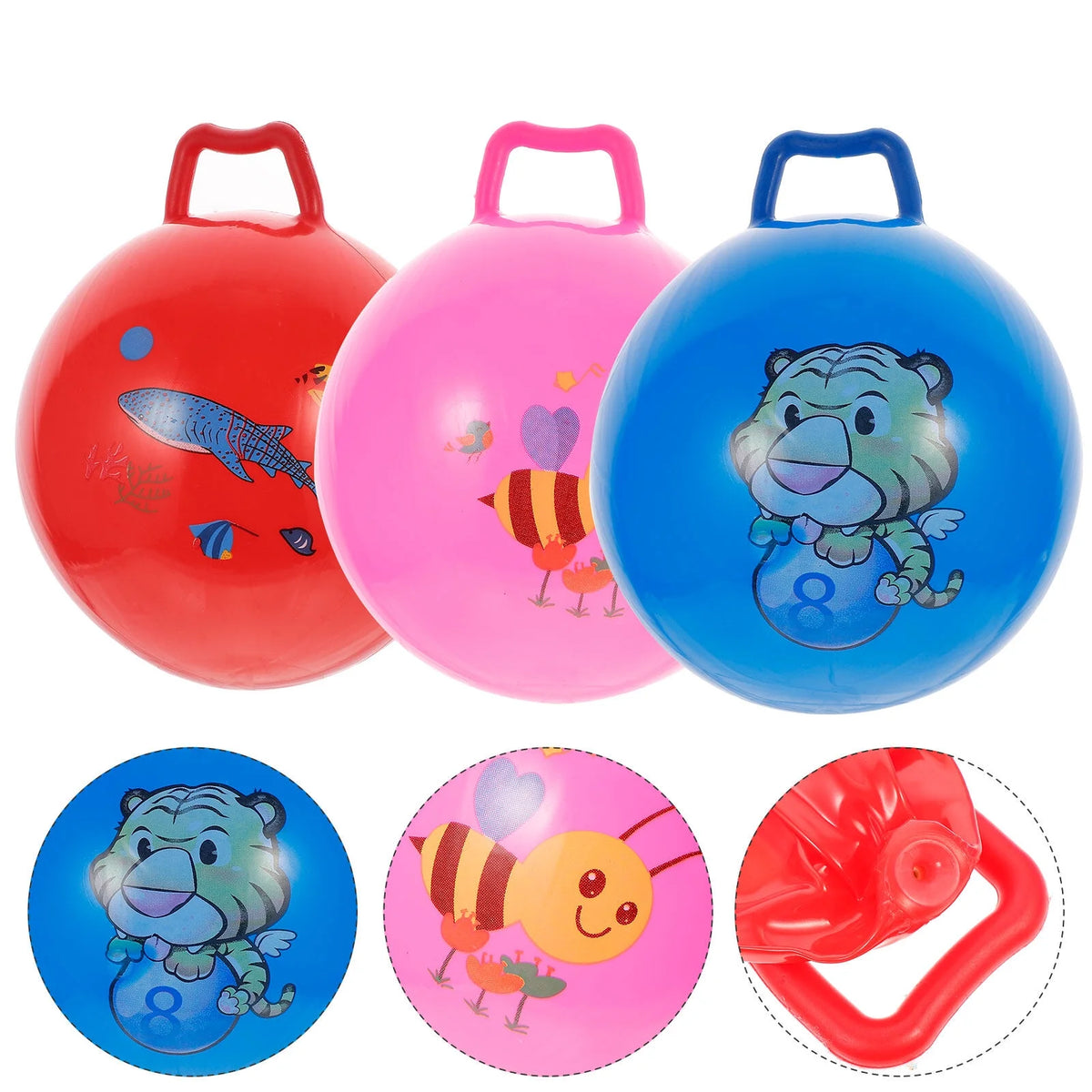 3Pcs Inflatable Hopper Balls with Handle R860361