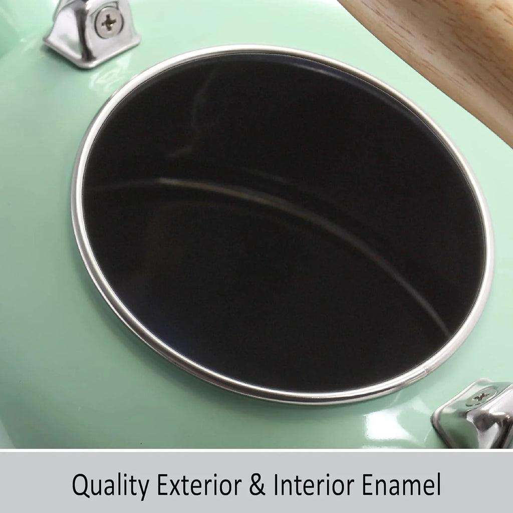 Enamel On Steel Whistling Teakettle with Wood Handle, 1.4 Quarts R974735