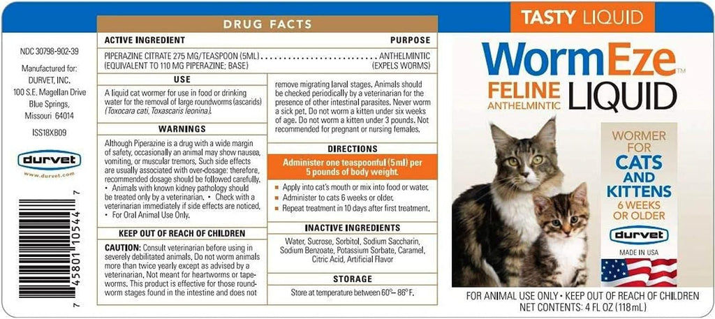 4oz Feline Liquid Wormer for Cats L35041