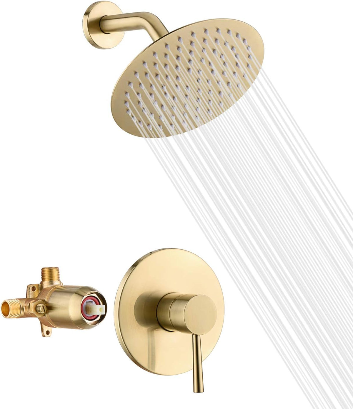 Brushed Brass Shower Faucet Set with Rain Shower Head T711