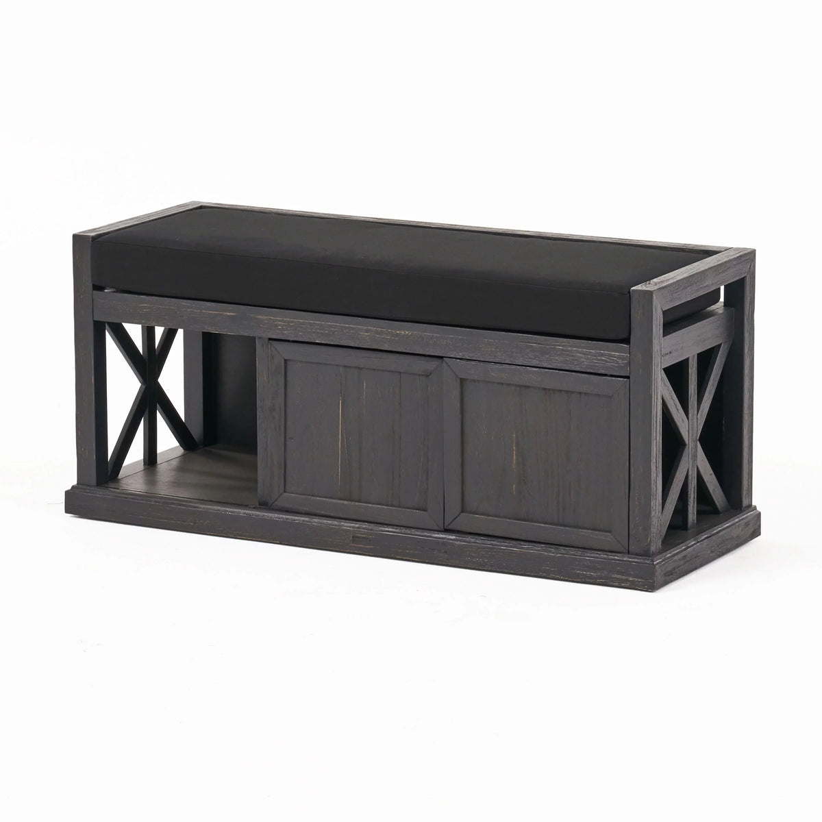 Acacia Wood Storage Bench with Cushion Q714