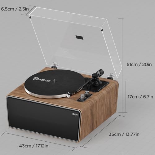 Vinyl Record Player Bluetooth Turntable with 4 Stereo Speakers Belt Drive 2-Speed J608409