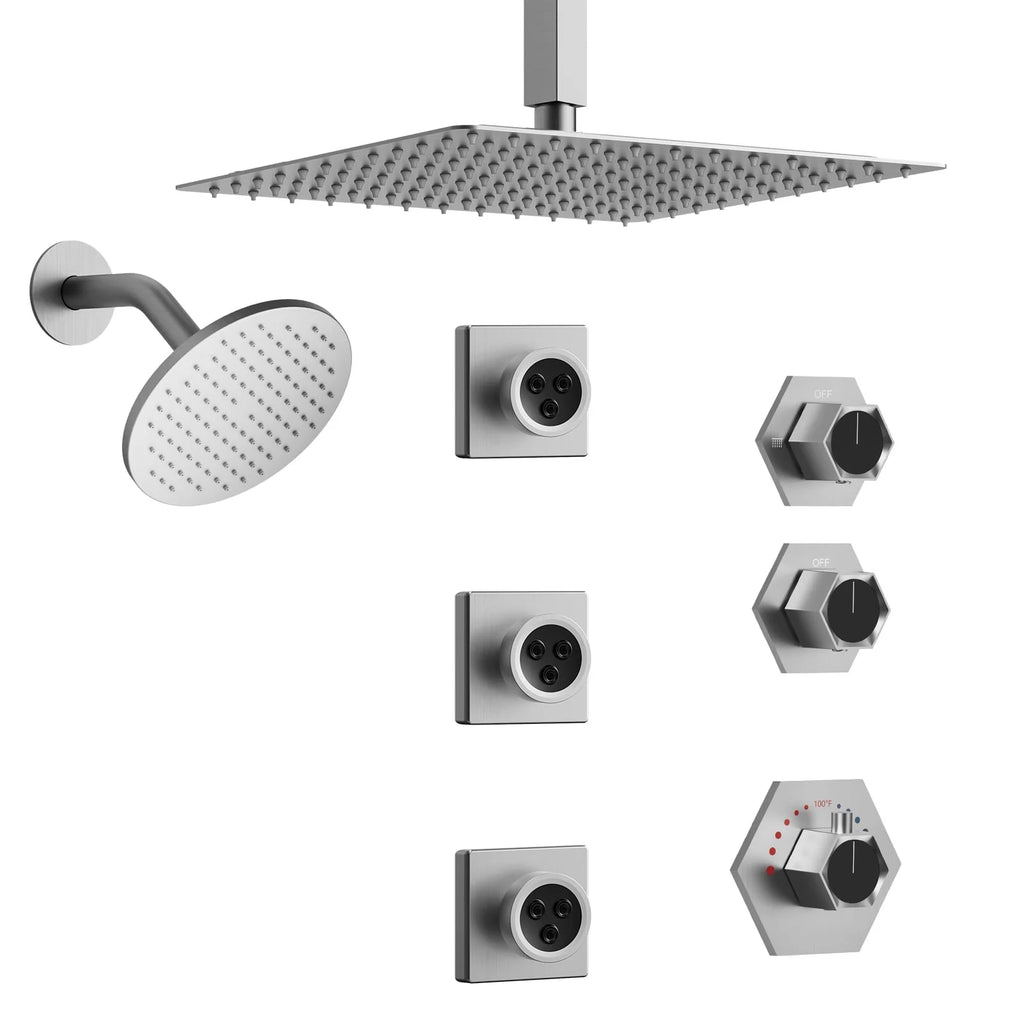 Brushed Nickel Thermostatic Shower Faucet Set E6859