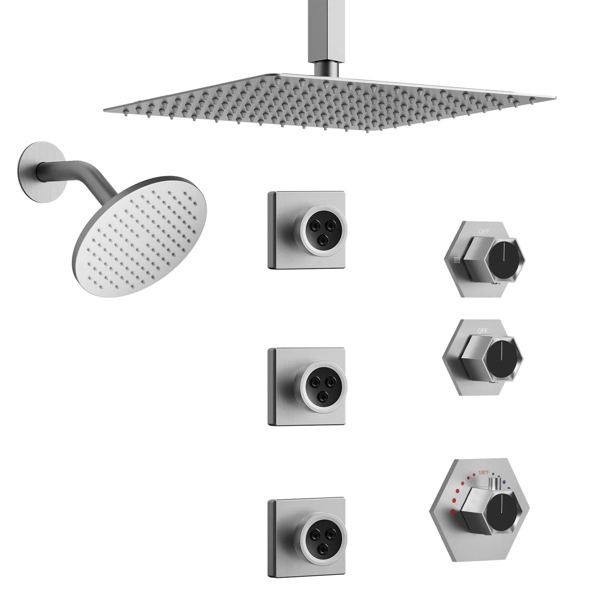 Brushed Nickel Thermostatic Shower Faucet Set E6859