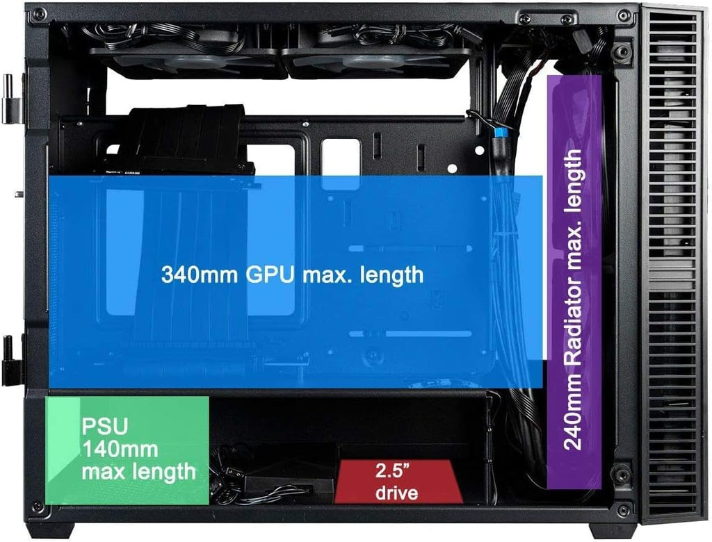 Mini ITX Desktop Case with 120mm Liquid CPU Cooler and 650W Power Supply D1868
