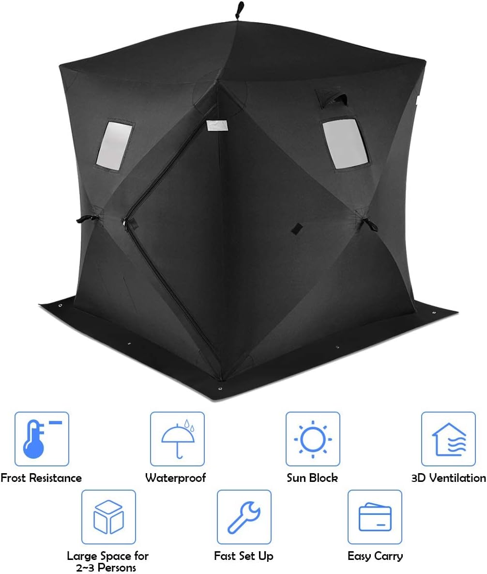 2-3 Person Pop-up Ice Fishing Shelter with Carrier Bag Y9615
