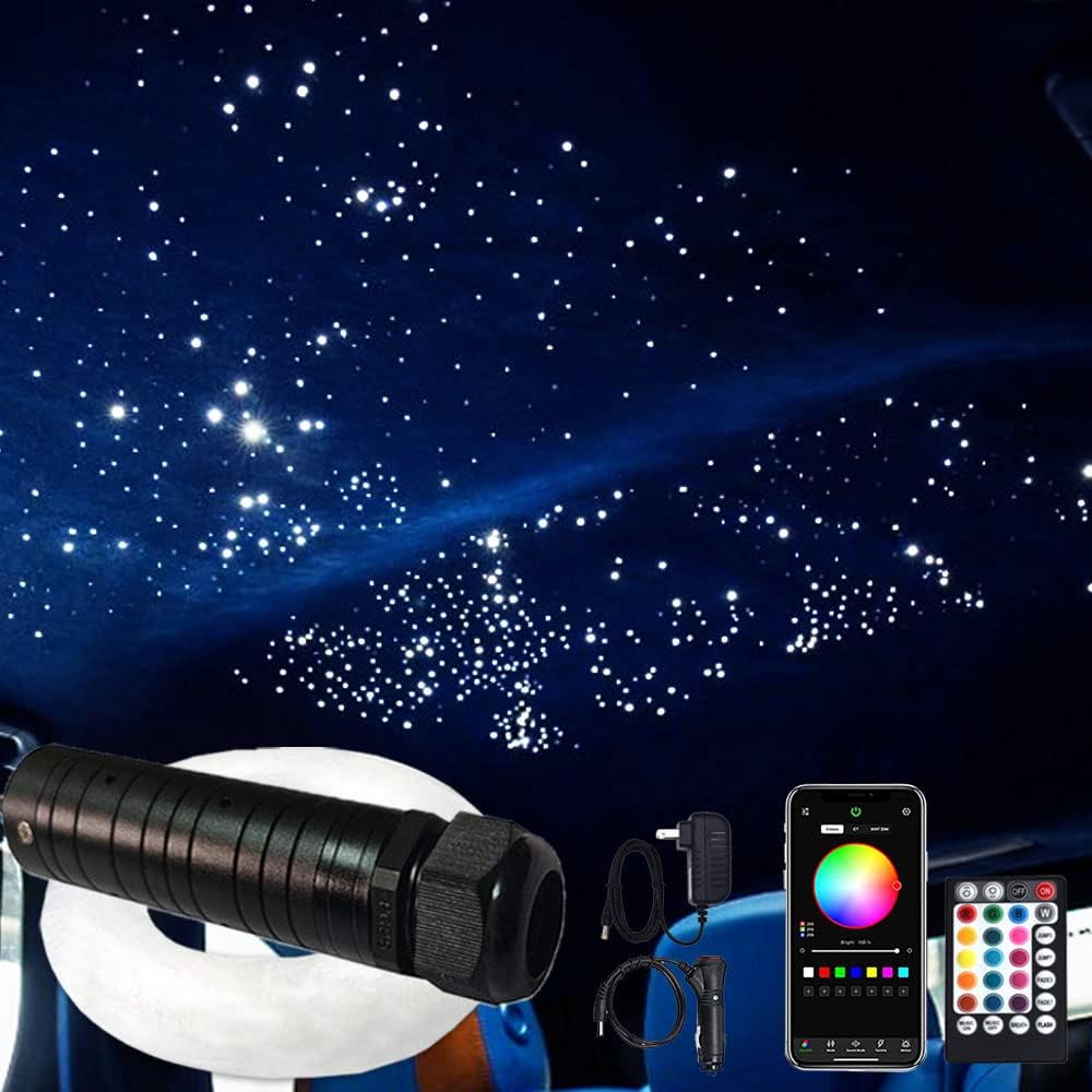 Car Use Bluetooth 6W RGB LED Fiber Optic Light Star Ceiling Kit A41815