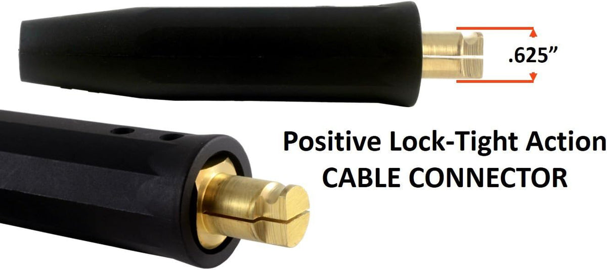 200 Amp Welding Leads Assembly Set with Dinse Connector, #2 AWG Cable, 15 Feet Each Lead D265650