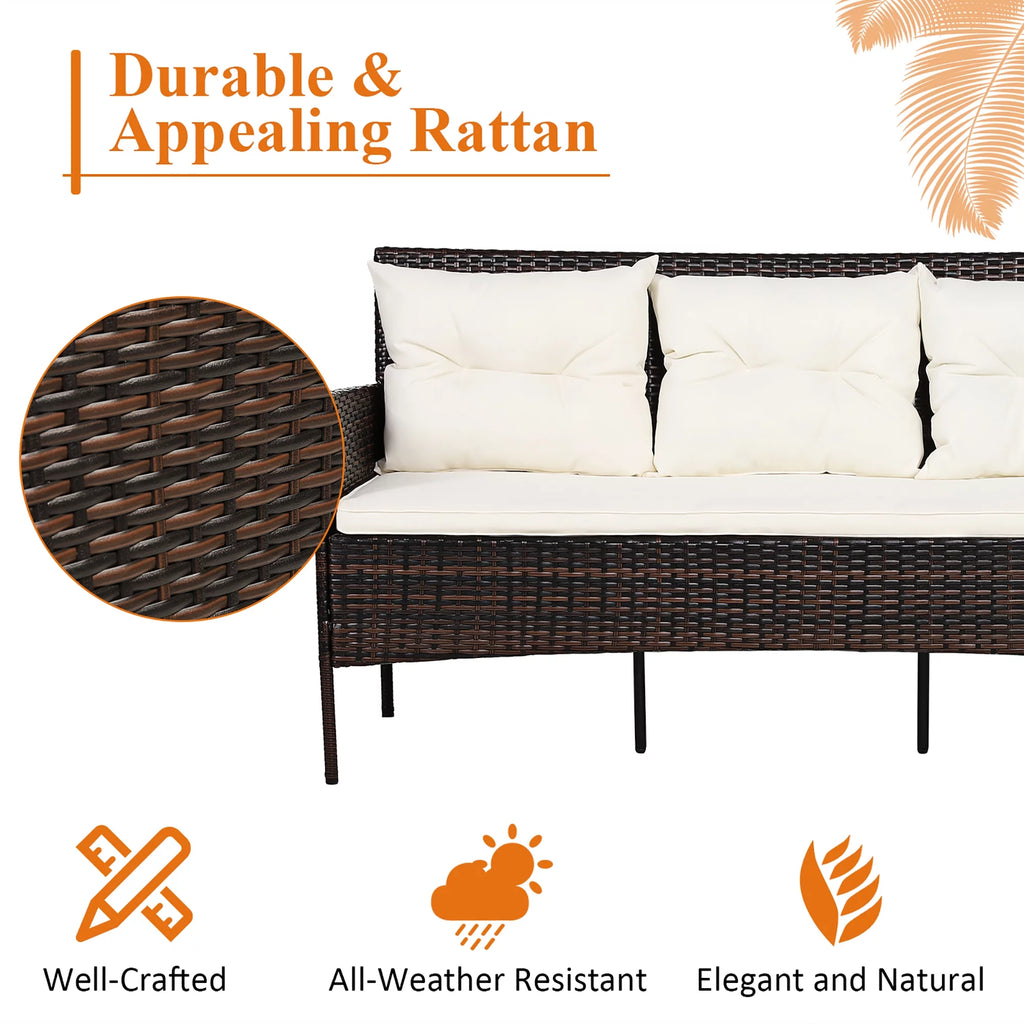 3 Pc Cushioned Patio Rattan Sofa Set K415967