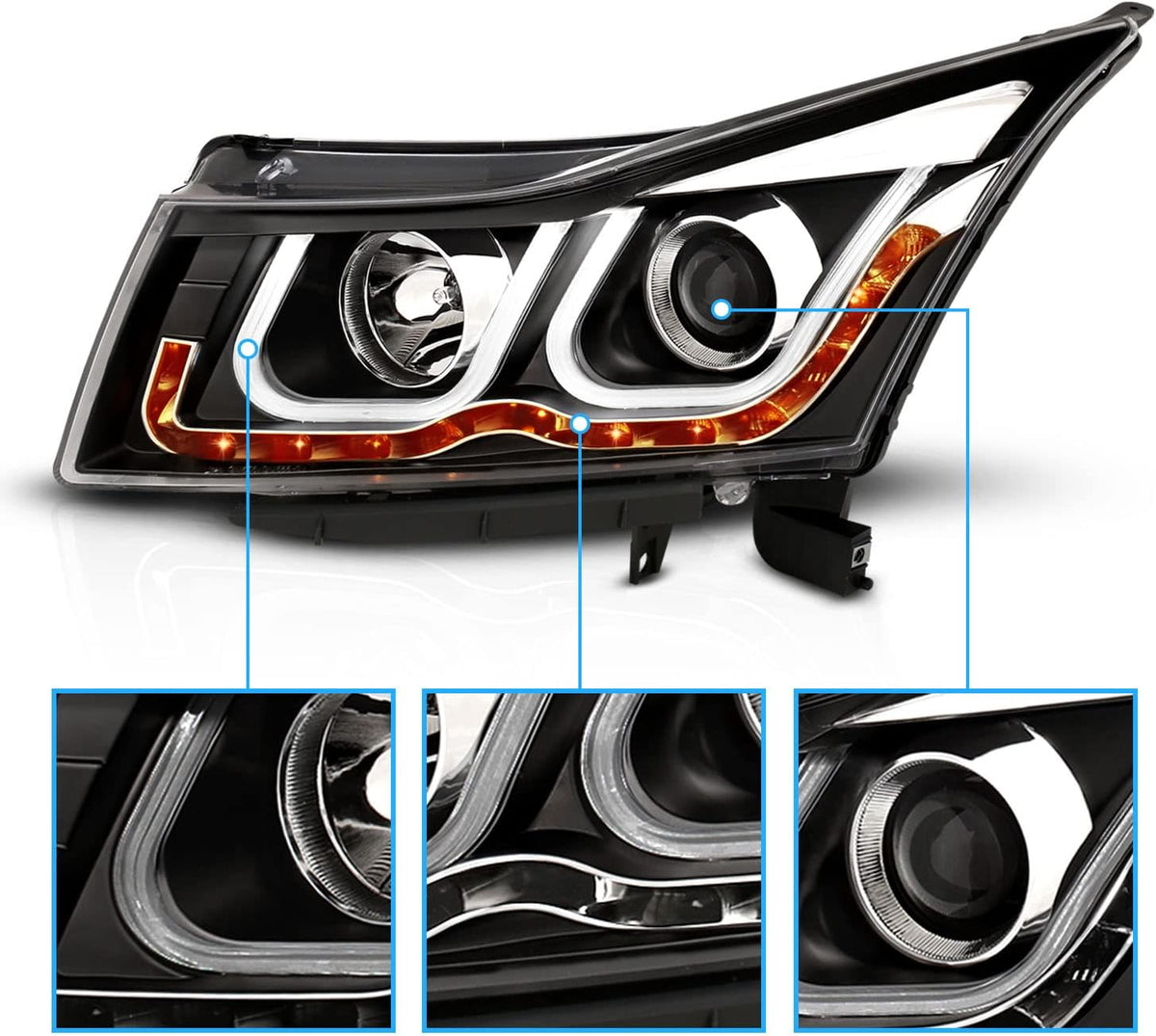 Black Projector Headlights Bar Style J6606