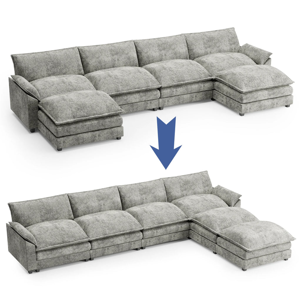 U-Shape 4 Seat Sectional Sofa with Chaise Lounge Gray P84535
