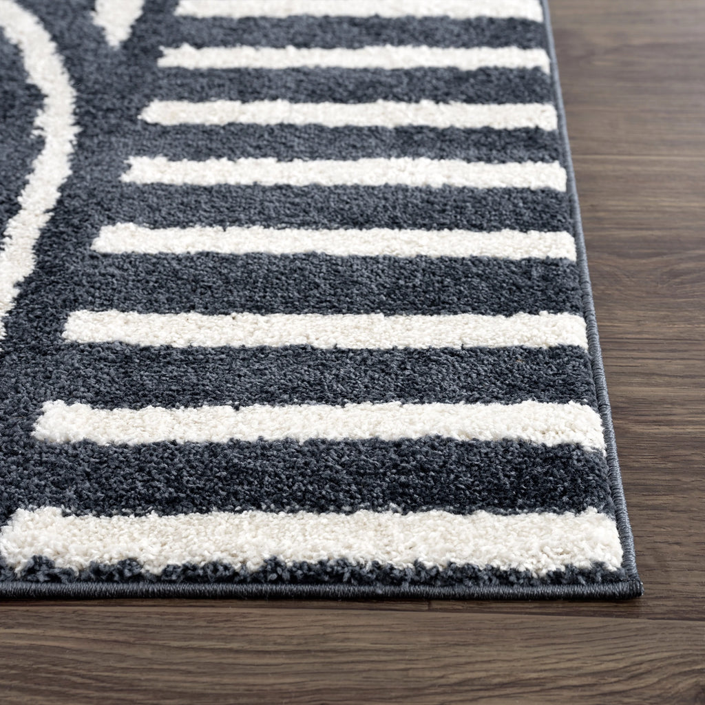 8 x 10 Cream Charcoal Area Rug W3642