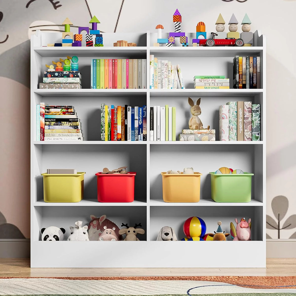 5 Tier White Wooden Kids Bookshelf N54836