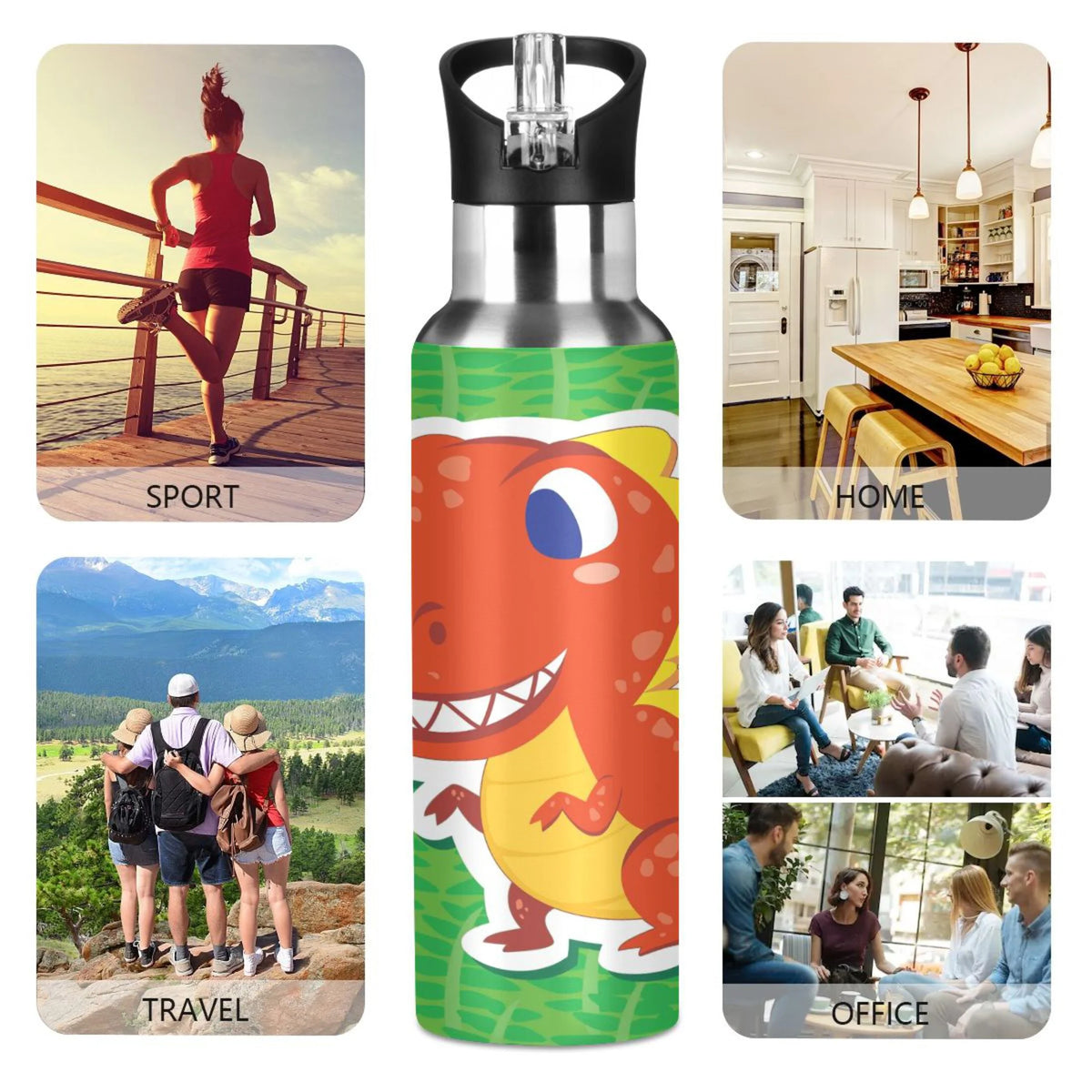 Stainless Steel Water Bottle with Straw Lid 20 OZ Y334