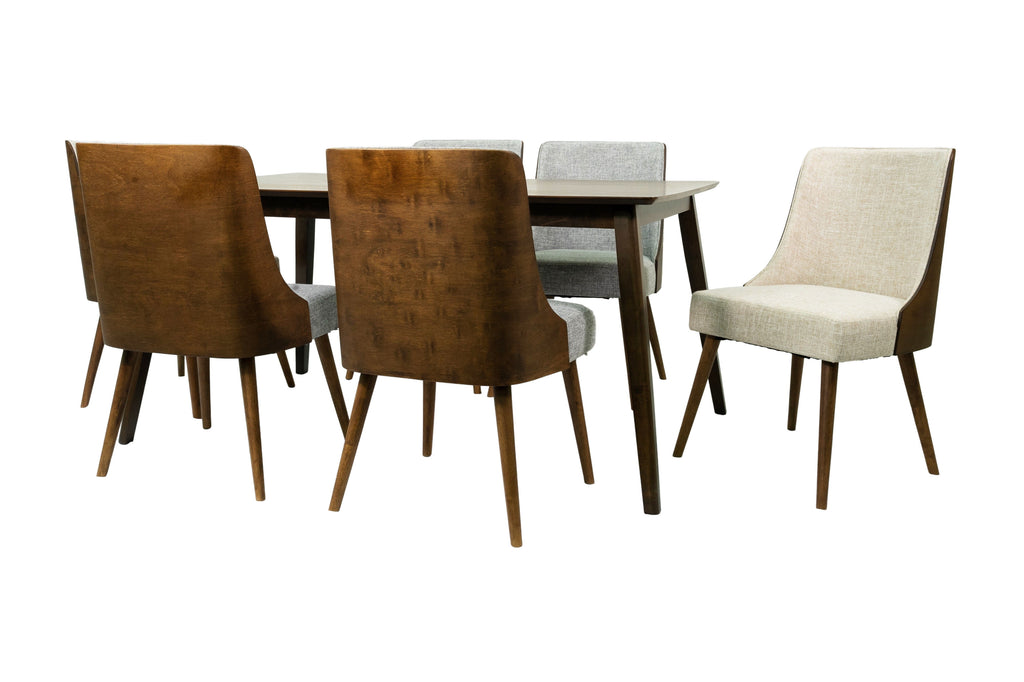 Brown 7-Piece Solid Wood Dining Table and 6 Chairs X5066