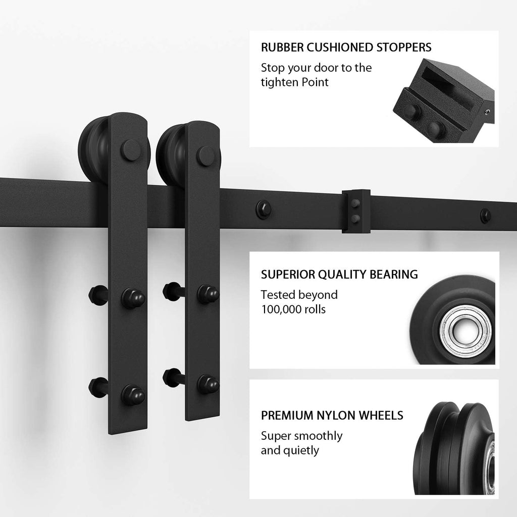 6ft Heavy Duty Sliding Barn Door Hardware Kit for 36" Wide Door Panel H6548