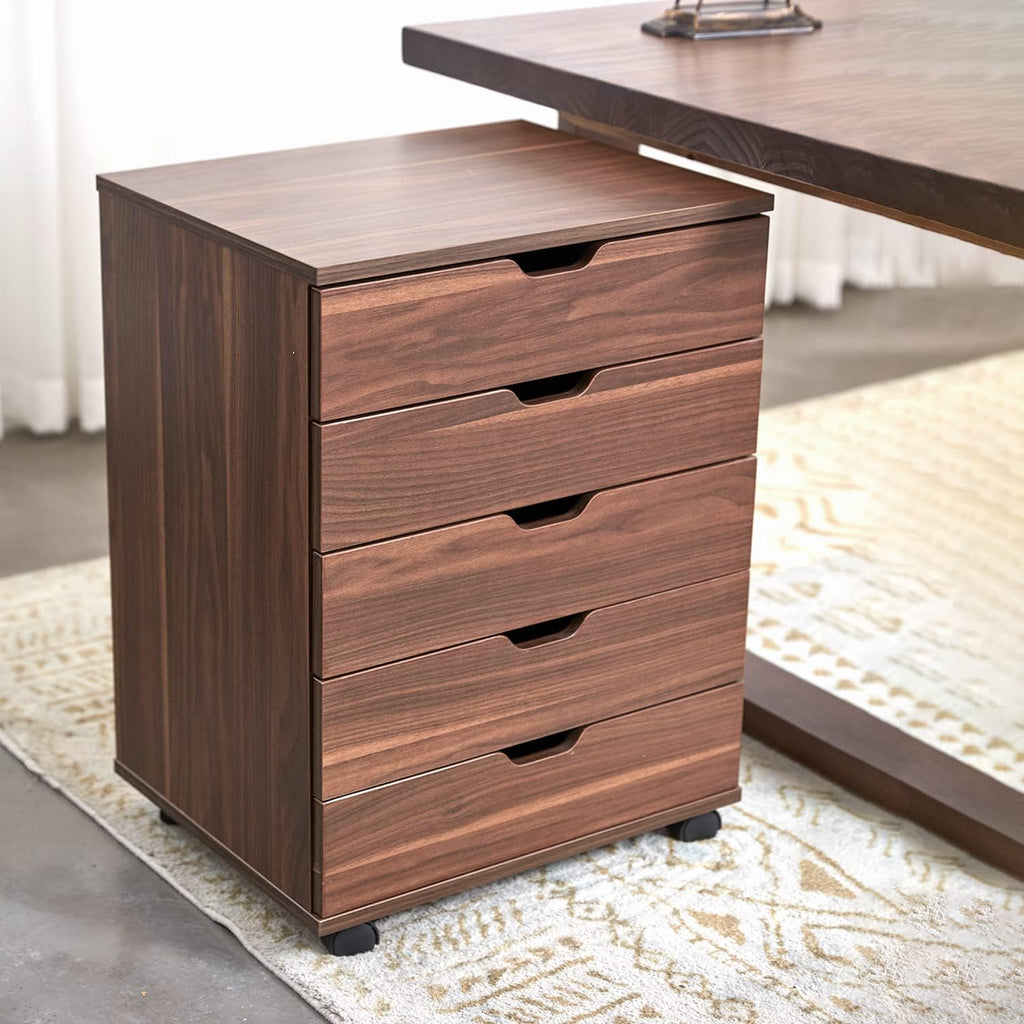 White 5 Drawer File Cabinet with Casters O828