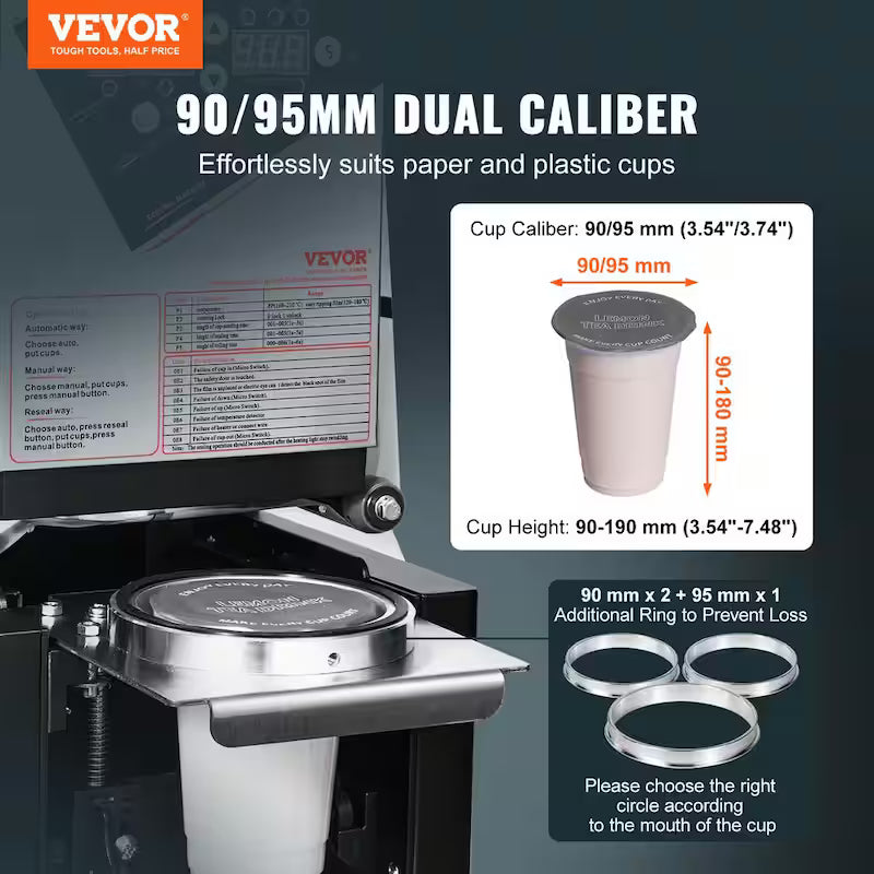 Automatic Cup Sealing Machine with LCD Panel, Black F579361