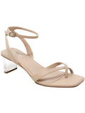 Beige Adjustable Ankle Strap Open Toe Heeled Sandal X165