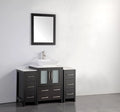 48 in. Espresso Bathroom Vanity with White Ceramic Single Basin Top and Mirror H755