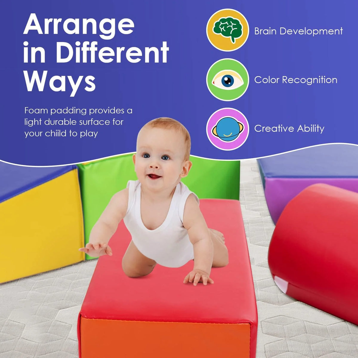 5-Piece Set Kids Foam Climbing Blocks Indoor Play Equipment E18381