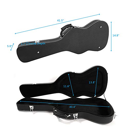 Black Wooden Hard-Shell Electric Guitar Case with Lock Latch Padding J748838