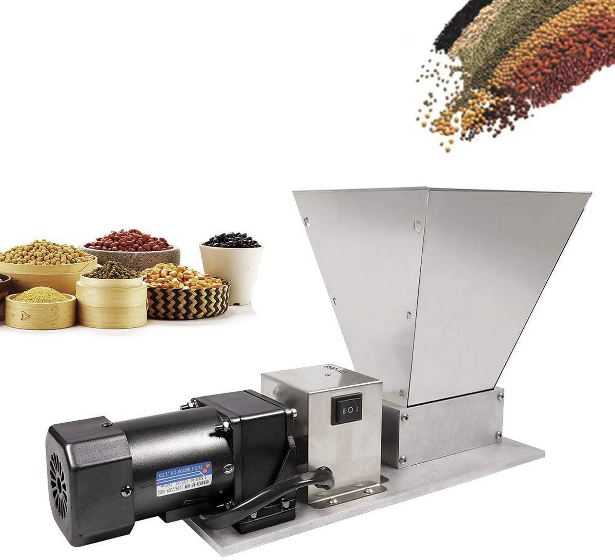 Grain Grinder Malt Mill 110V 40W Stainless Steel Y379