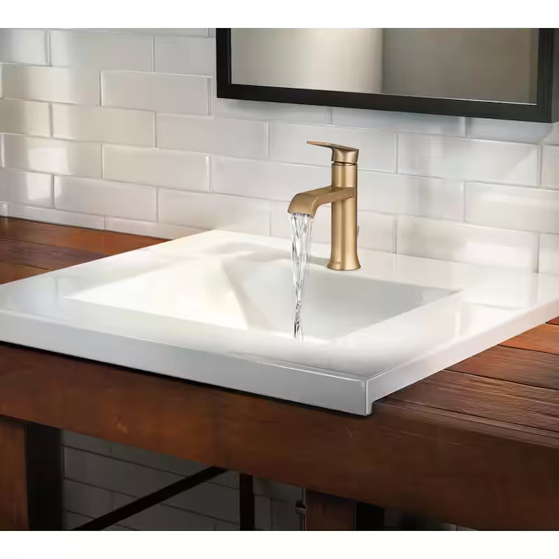 Single Handle Single Hole Bathroom Faucet in Bronzed Gold W416