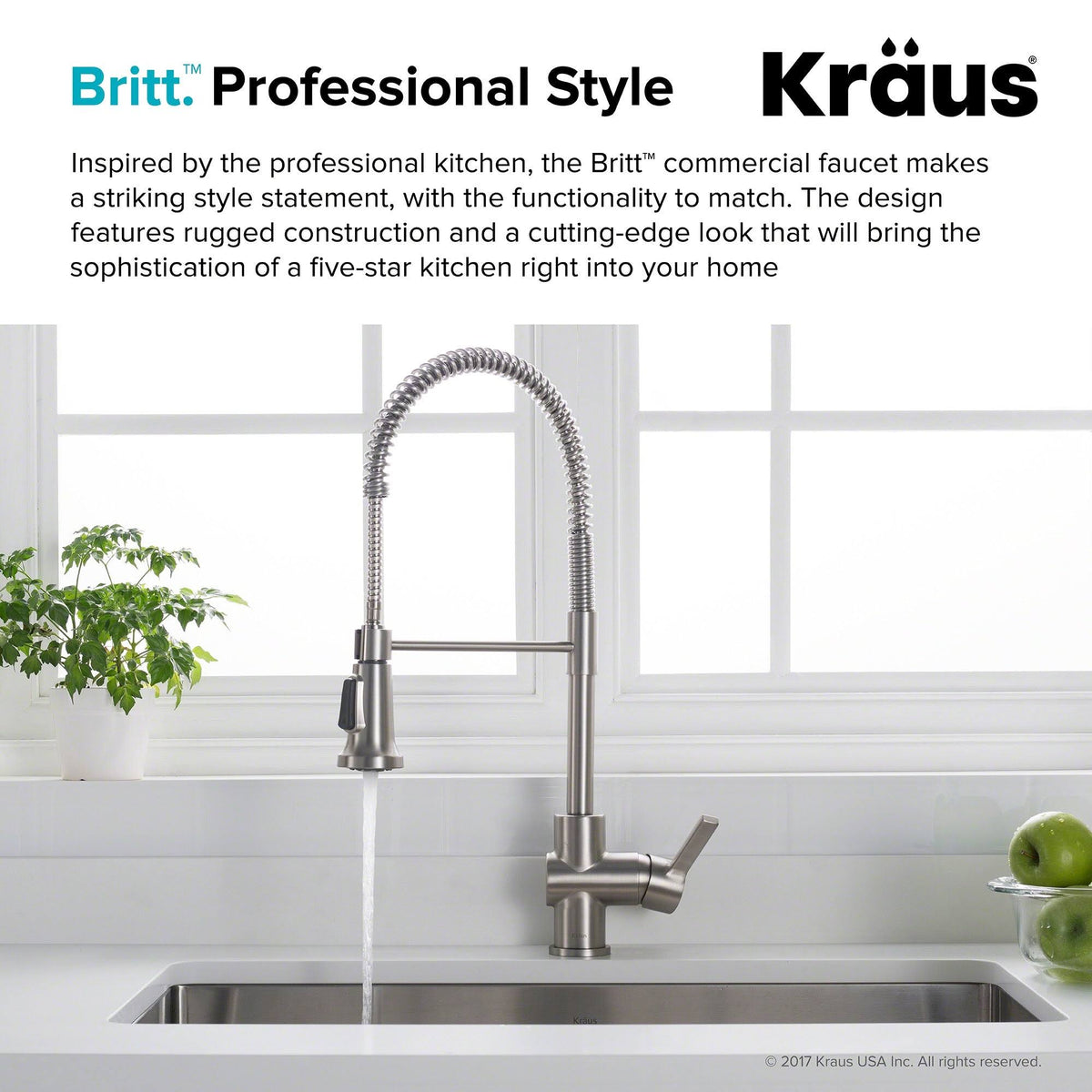 Brushed Gold & Matte Black Commercial Kitchen Faucet with Dual Function Sprayhead O4272