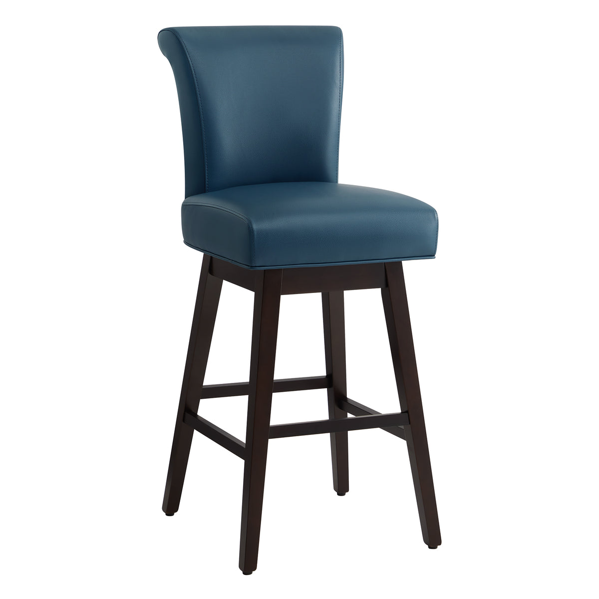 Dark Blue Faux Leather Upholstered Swivel Counter Bar Stools Set of 2 S302