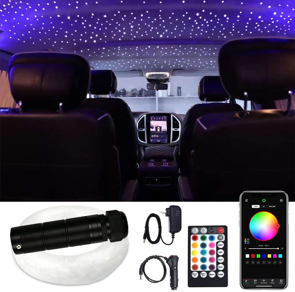 Car Use Bluetooth 6W RGB LED Fiber Optic Light Star Ceiling Kit A41815