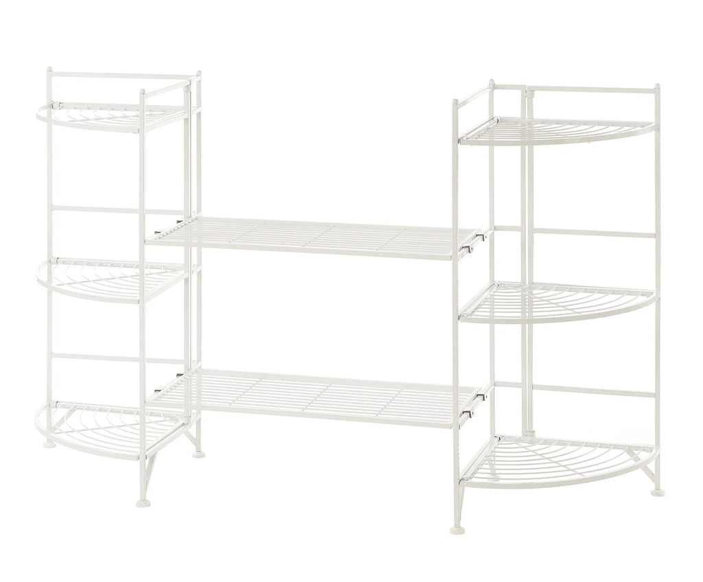 White 3 Tier Folding Metal Corner Shelf M98323