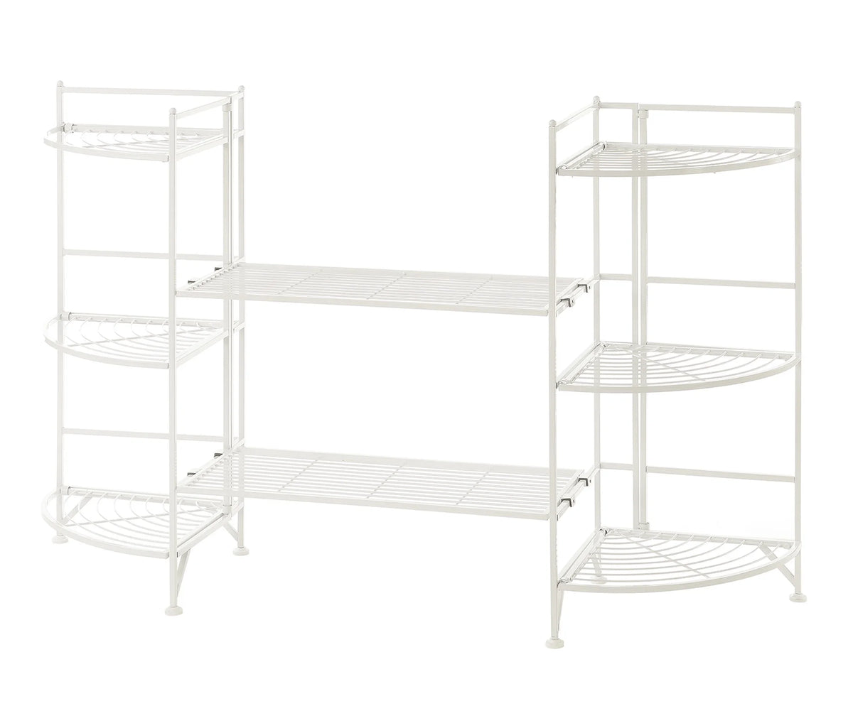 White 3 Tier Folding Metal Corner Shelf M98323