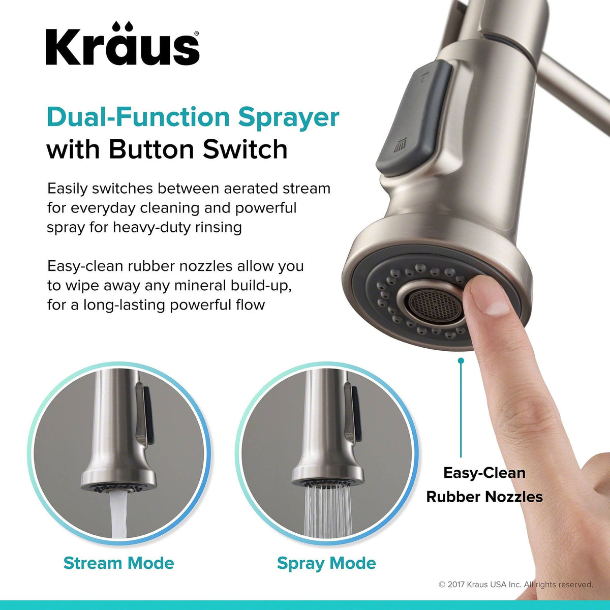 Brushed Gold & Matte Black Commercial Kitchen Faucet with Dual Function Sprayhead O4272