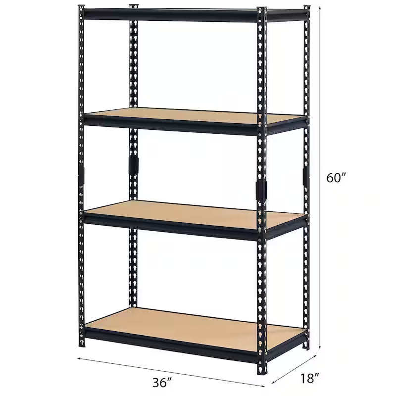 4-Tier Heavy Duty Steel Shelving Unit in Black L88243
