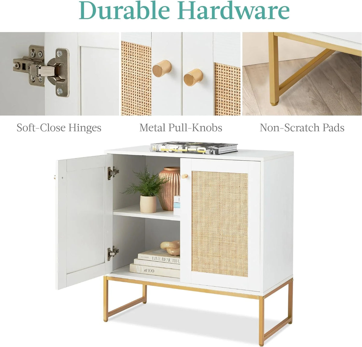 White 2-Door Rattan Storage Cabinet P2689