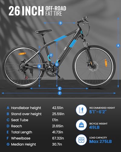 Electric Bike, 36V Removable Battery, 350W Brushless Motor, 26" Tires, 7-Speed X190