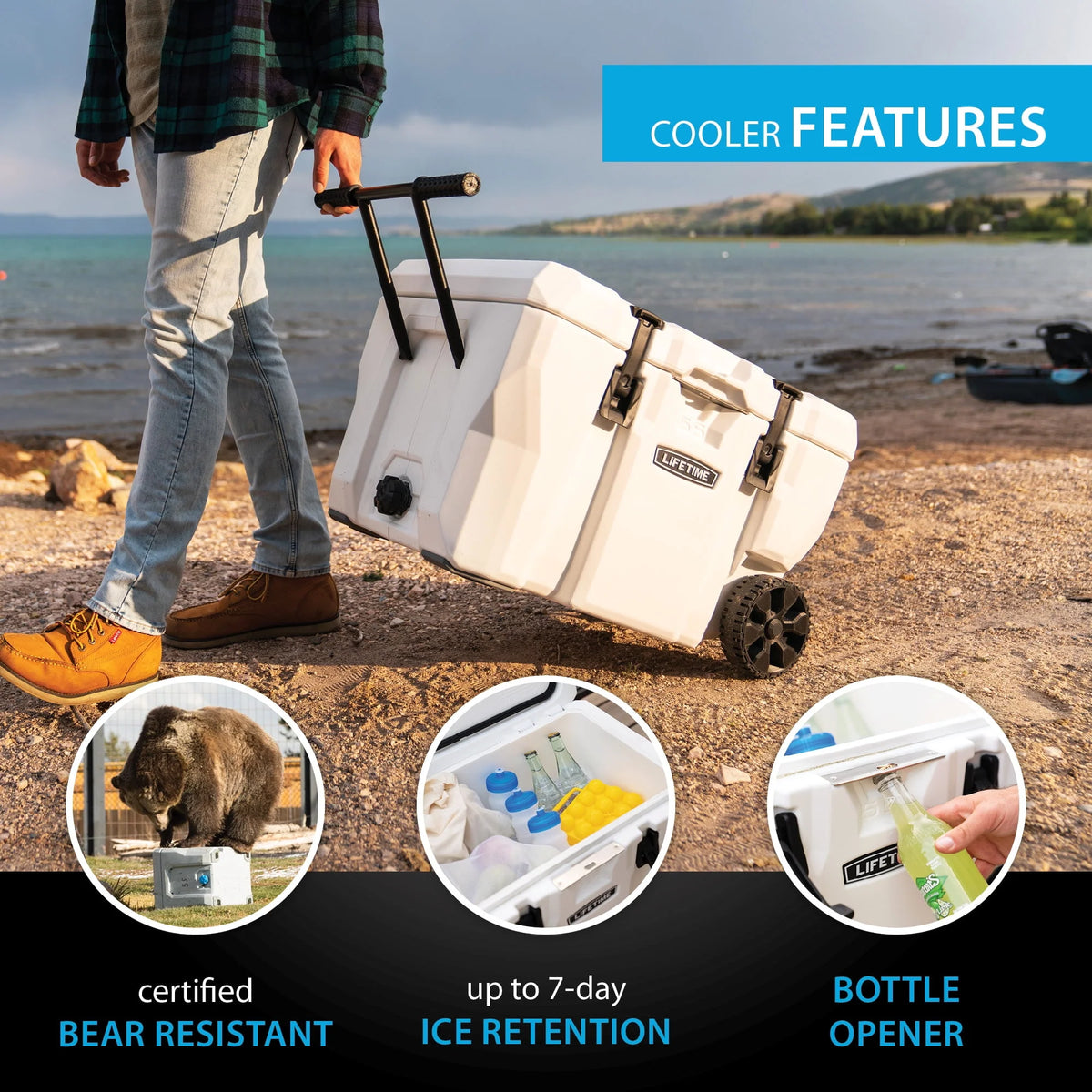 55 Quart High Performance Cooler with Wheels E475615