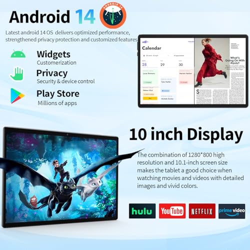 10 inch Tablet with Keyboard, 12GB RAM, 128GB ROM, Black J367