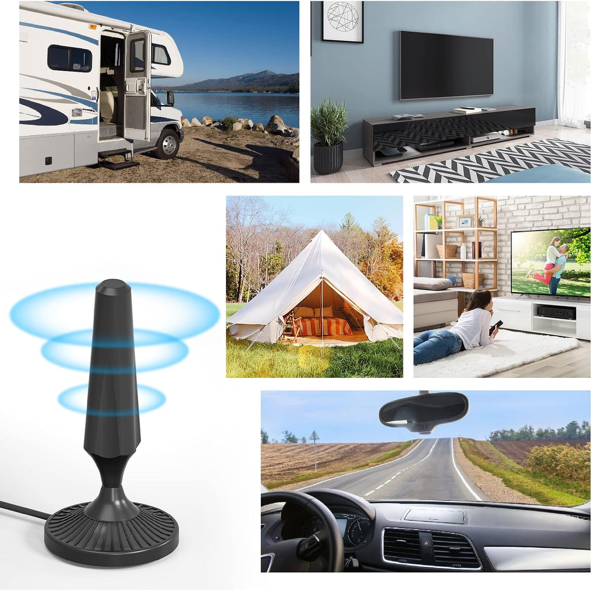 Indoor Amplified HDTV Antenna with 13.4ft Coax Cable and USB Power Adapter, Pack of 2 L7194